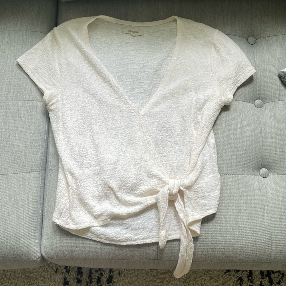Madewell textured wrap top cream XS
